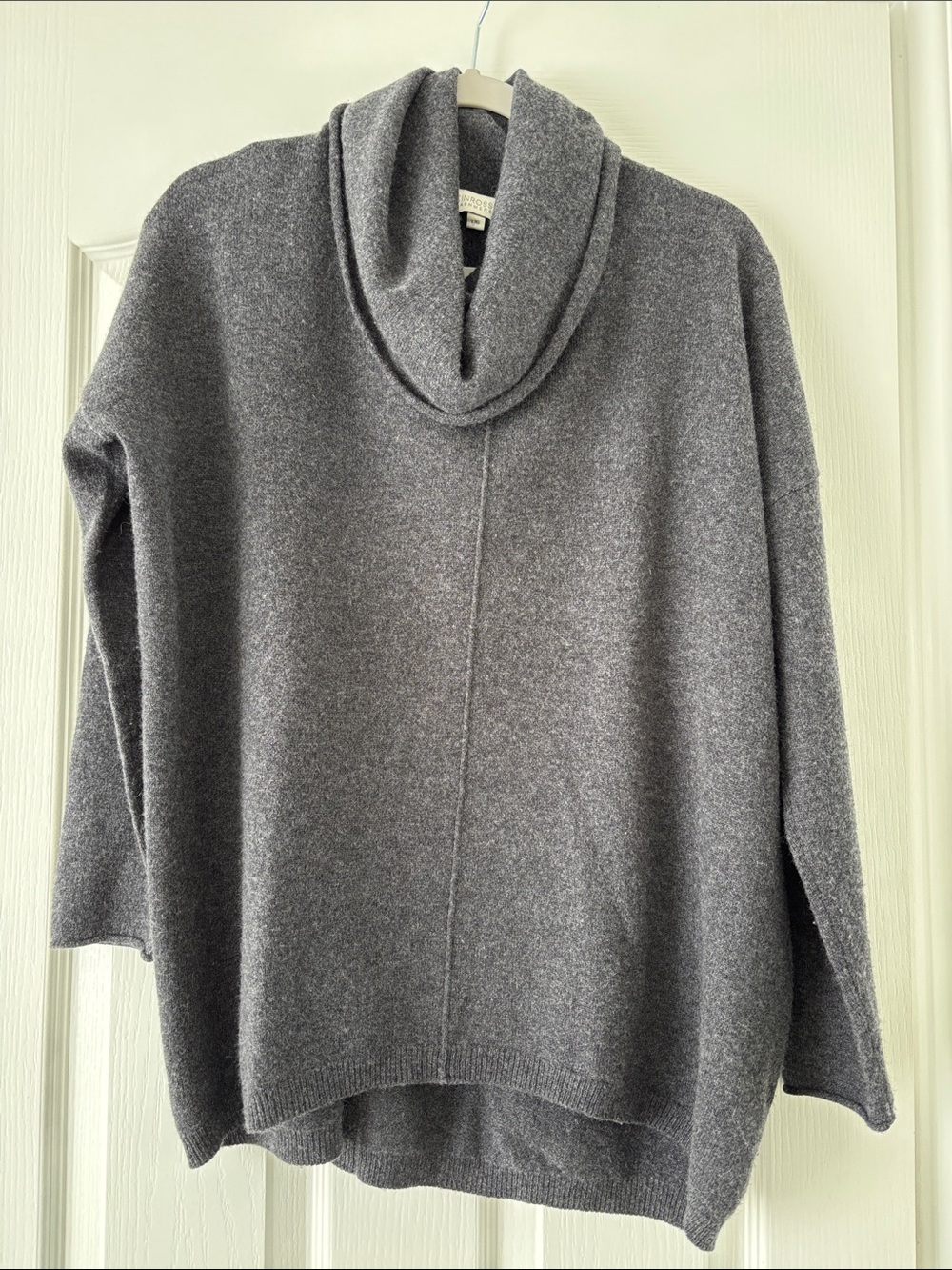 Kinross Cashmere Cozy Gray Cowl Neck Women's Sweater